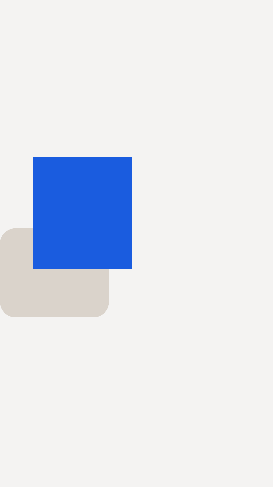 A pale frame with a tan rounded block rising from the bottom left and a blue rectangle inside it near the top.