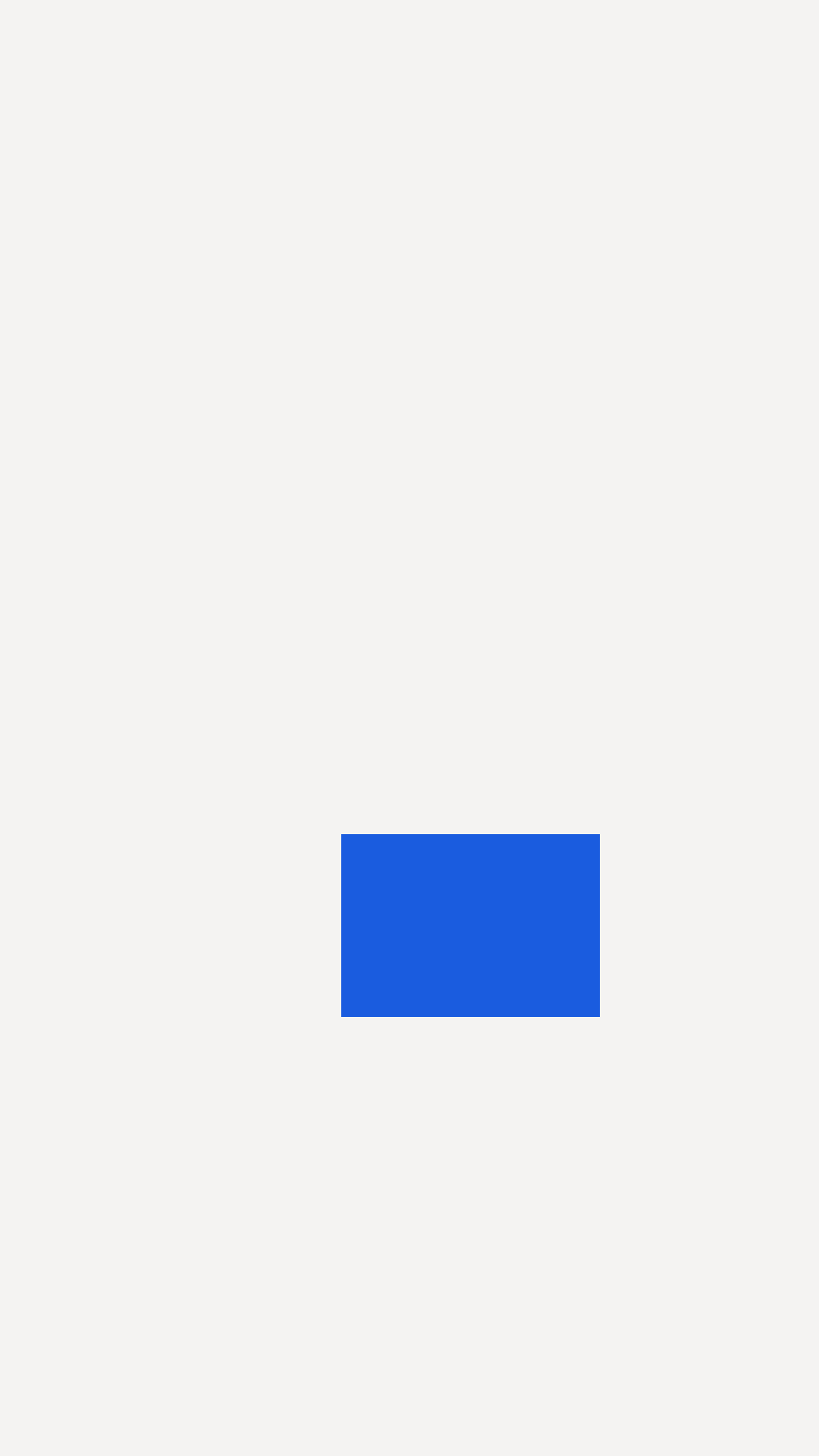 A pale frame holding a single blue rectangle at the lower right.